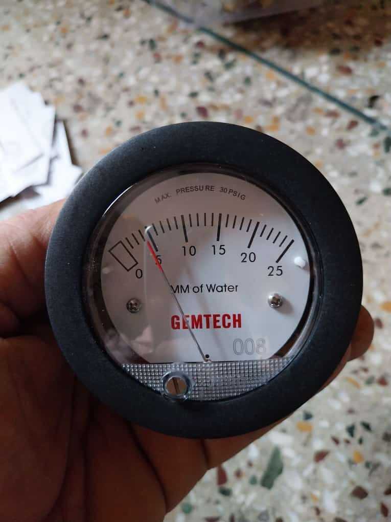 Gemtech Mini Differential Pressure Gauge Range 0-50 Mm Accuracy: A 5% Of Fs At 70a F (21.1a C)