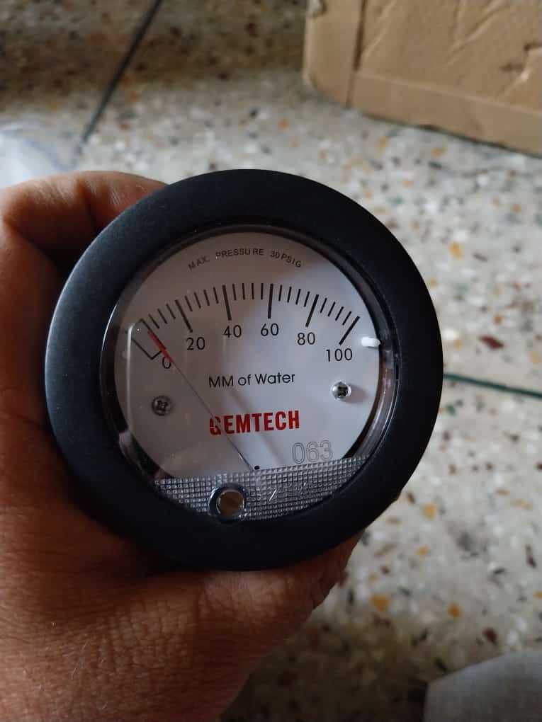 Gemtech Mini Differential Pressure Gauge Range 0-50 Mm Accuracy: A 5% Of Fs At 70a F (21.1a C)