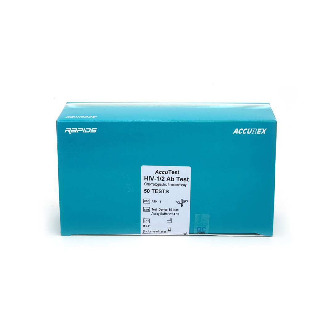 White Accutest Hiv - 1-2 Ab - Pack Of 50 Tests - Card Test - Accurex