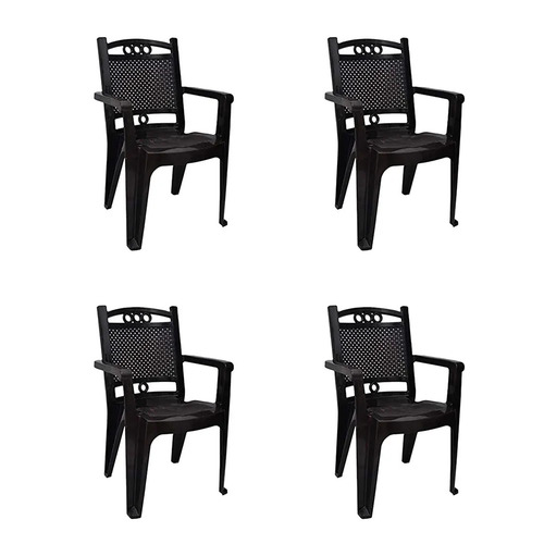 ऑफिस और घर के इस्तेमाल के लिए ब्लैक प्लास्टिक चेयर - 4 का सेट