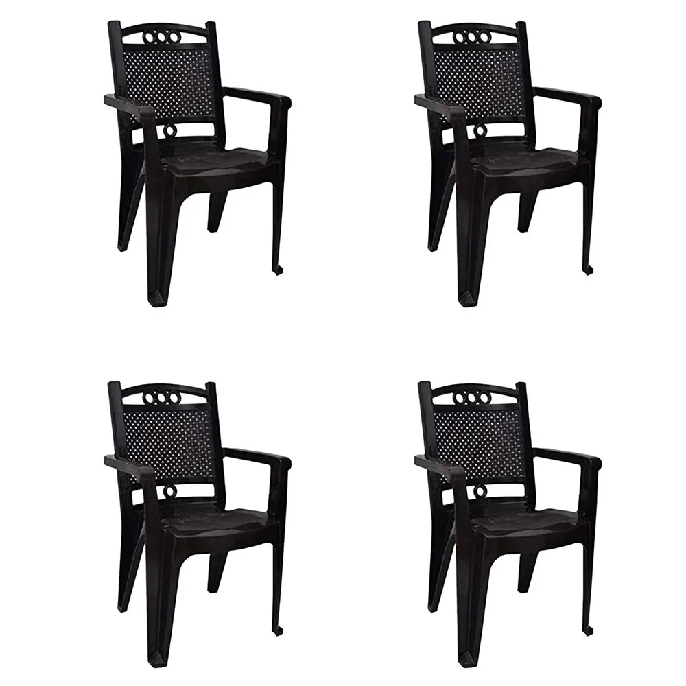 Black Plastic Chair For Office And For Home Use- Set Of 4
