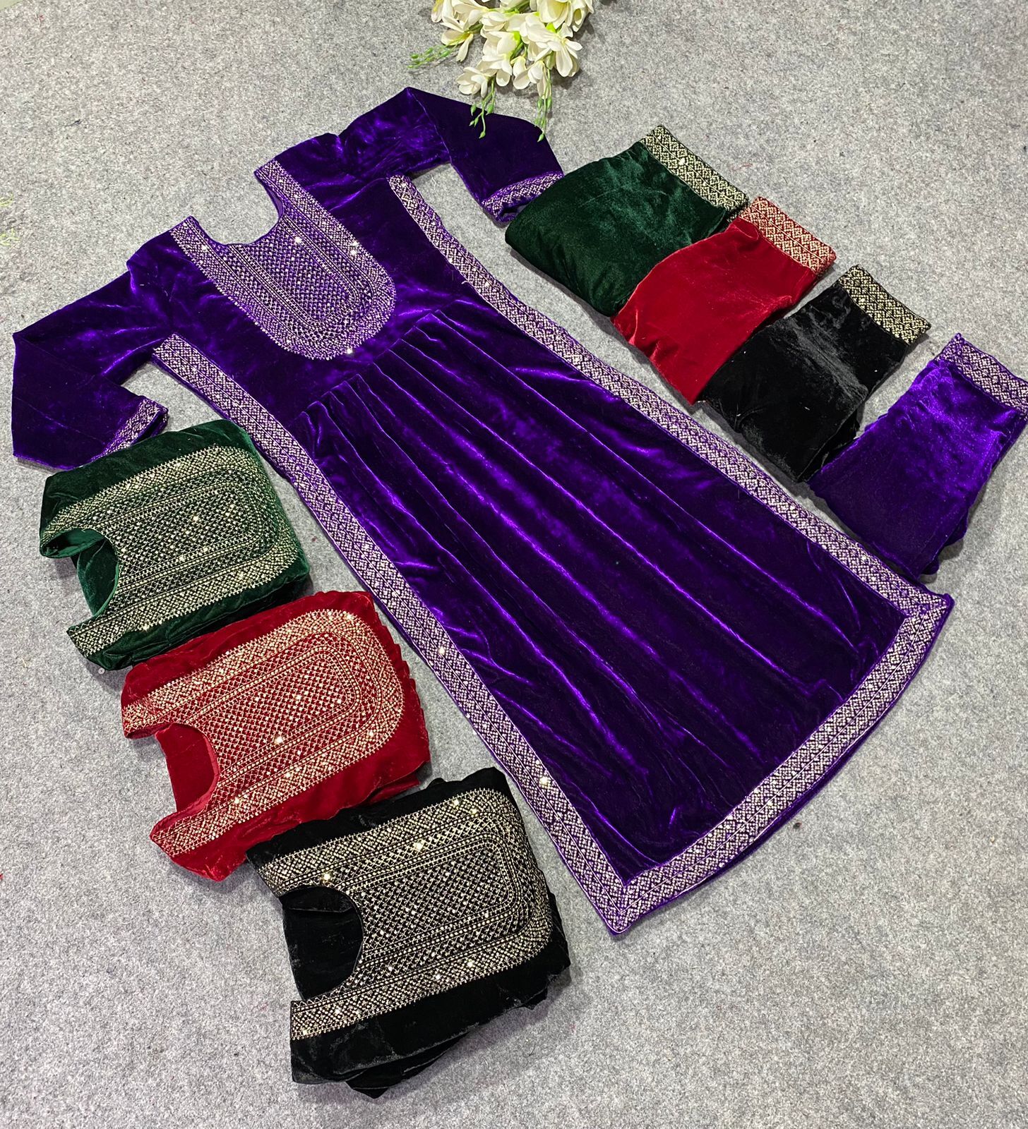 Velvet Designer Party Wear Winter Collection Look Top Dupatta