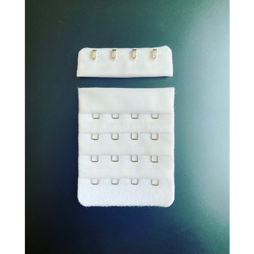 Stainless Steel Four Row Hook And Eye - Stainless Steel, 3x2 Inches, White | Versatile Closure for Undergarments, Customizable Fit