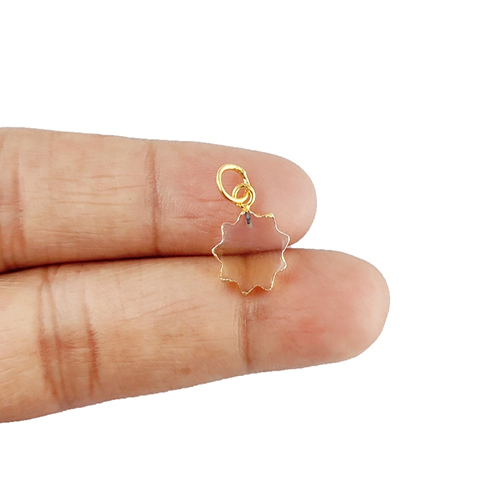 Citrine Gemstone Sun Shape Pendant - 12mm Electroplated Charm, Gold/silver/rose Gold Over Sterling Silver