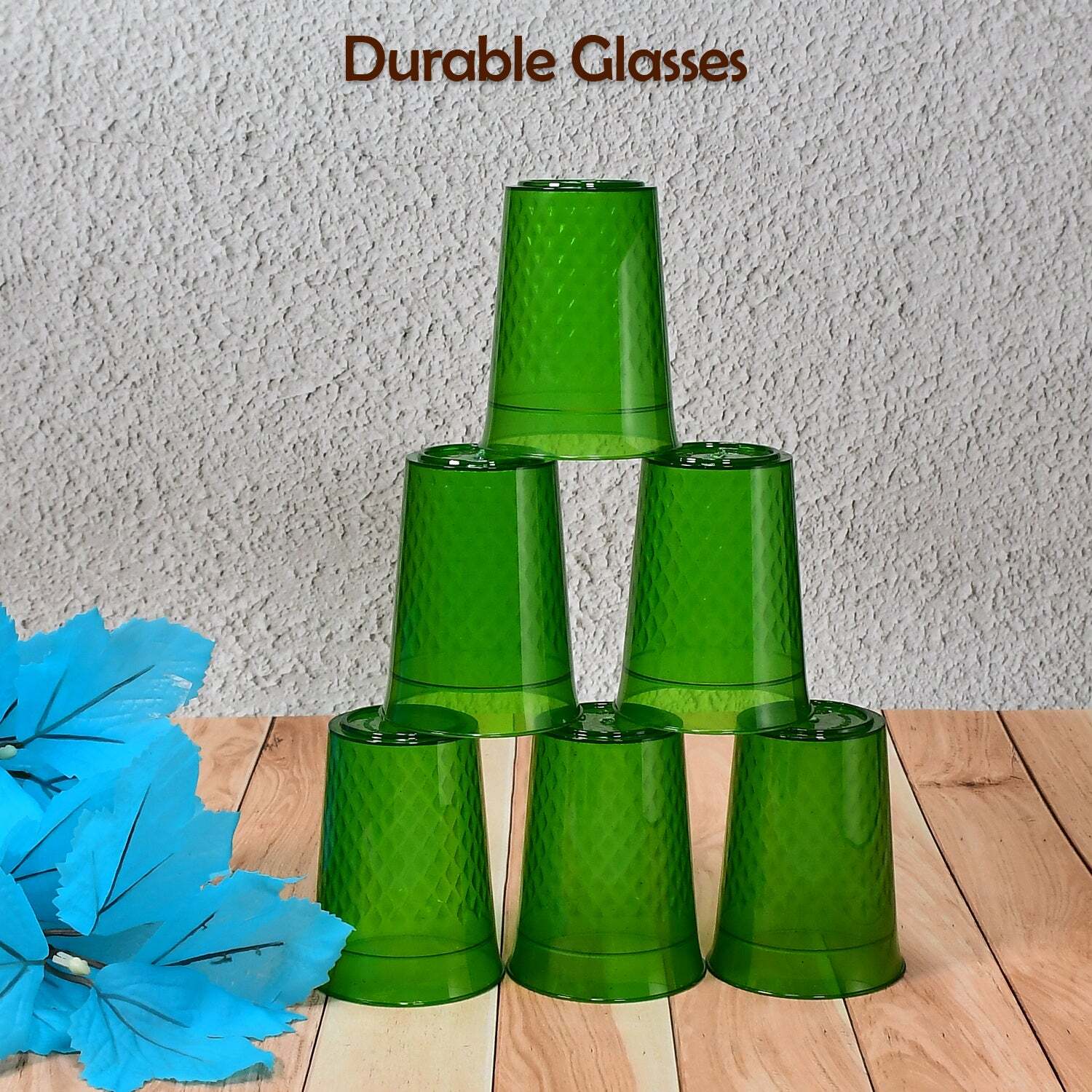 Transparent Unbreakable Lemon Juice Jug Set (Pack Of 6) - Plastic, 12*18*24 Cm , Green / Multi Color For Lemon Juice Serving And Storage