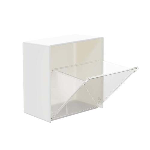 Adhesive Wall Mounted Flip Storage Box Holder Small Object Storage Case (1 Pcs) (4037) - Plastic, 9x5x9 Cm, White | Adhesive Design For Convenient Storage