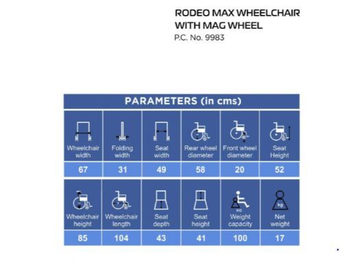 Rodeo Max Wheelchair With Mag Wheel P.c. No.-9983 - Dimension (L*w*h): 104lx 67w X85h Millimeter (Mm)