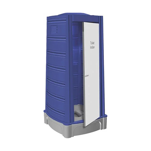 PVC Portable Toilet - PVC Panel, Vertical Opening, One Door - Blue Color, Steel Roof Material for Enhanced Durability and Mobility