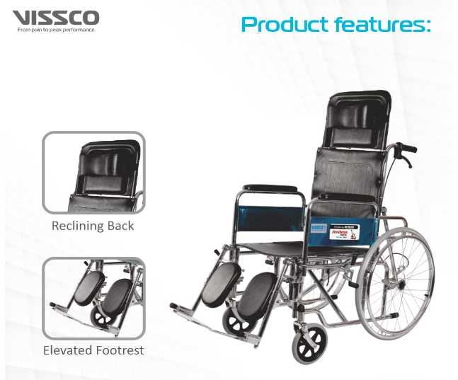 Rodeo Ext Reclining (Chrome Plated) Wheelchair With Spoke Wheel P.c.no.9993 - Dimension (L*w*h): 103 X 35 X 80 Centimeters  Centimeter (Cm)