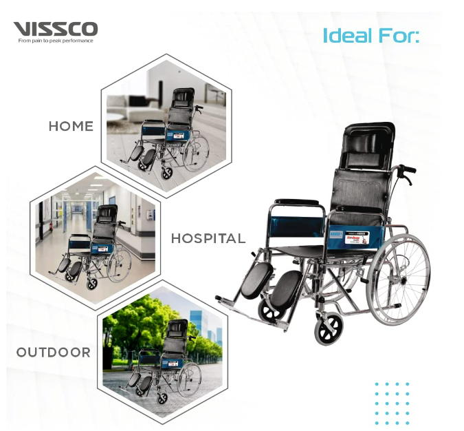 Rodeo Ext Reclining (Chrome Plated) Wheelchair With Spoke Wheel P.c.no.9993 - Dimension (L*w*h): 103 X 35 X 80 Centimeters  Centimeter (Cm)