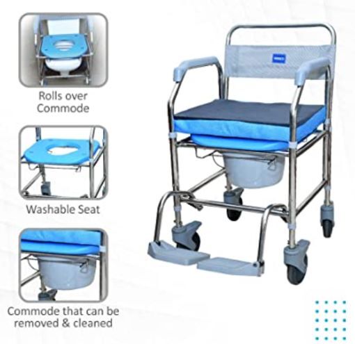 Comfort Ss Shower Commode Wheelchair (Hight Adjustable) 9969 Dimension(l*w*h): 92 L X 58 W X 90 H