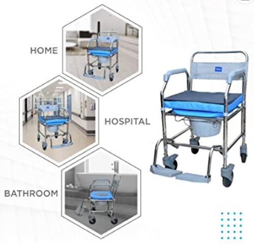 Comfort Ss Shower Commode Wheelchair (Hight Adjustable) 9969 Dimension(l*w*h): 92 L X 58 W X 90 H