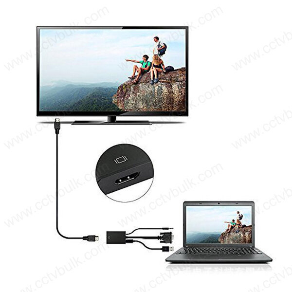 Vga To Hdmi Audio With Dc - 1080p@60hz, 10 Mbps, Black | Compatible With Computer, Tv, Gaming Console, Includes 3.5mm Audio Cable