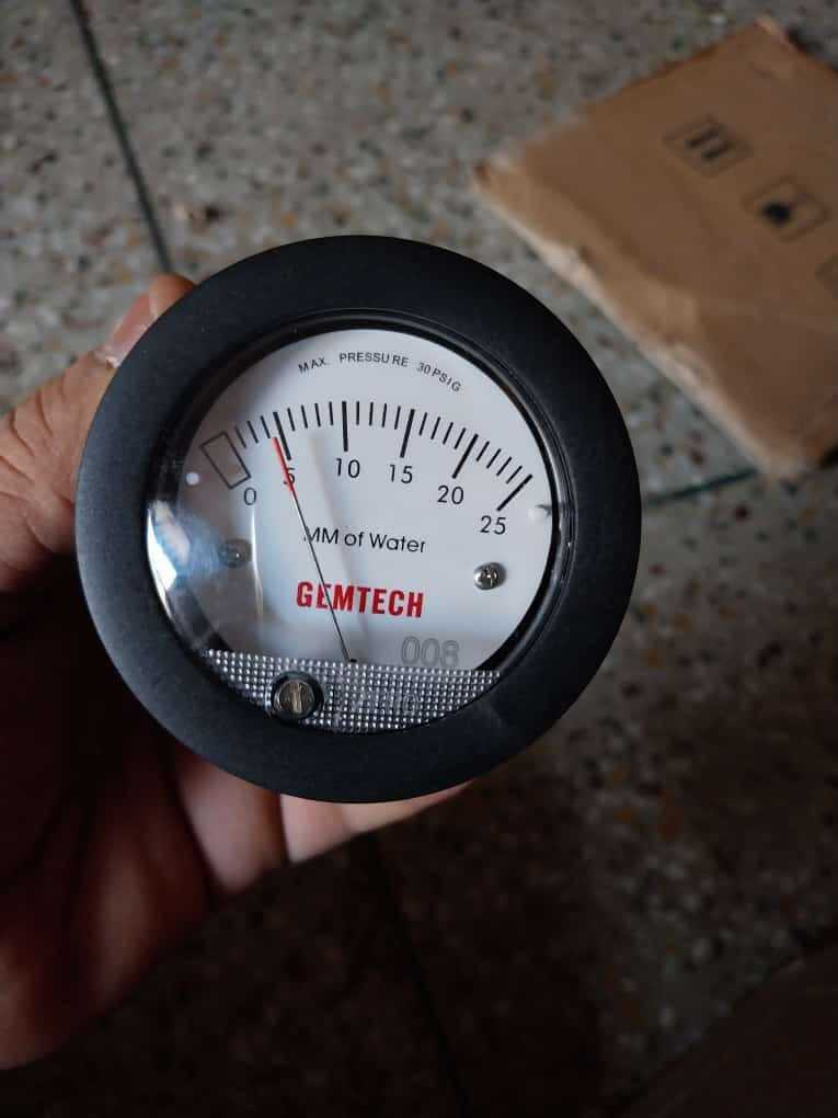 Mini Differential Pressure Gauge Gemtech Range 0-100 Mm Accuracy: A 5% Of Fs At 70a F (21.1a C)