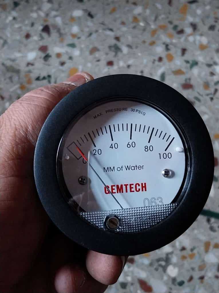 Mini Differential Pressure Gauge Gemtech Range 0-100 Mm Accuracy: A 5% Of Fs At 70a F (21.1a C)