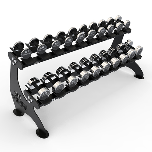 2 Tier Dumbbell Rack - Commercial Grade Structure | Manual Operation, Warranty Included