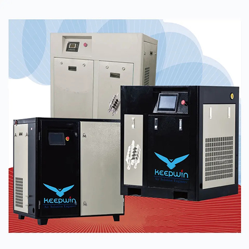 ब्लैक एंड ग्रे 37Kw 145 Psi 6.3M3 मिन एयर कंप्रेसर उच्च कुशल मोटर इन्वर्टर फ़्रिक्वेंसी Vsd टू स्टेज स्क्रू कंप्रेसर