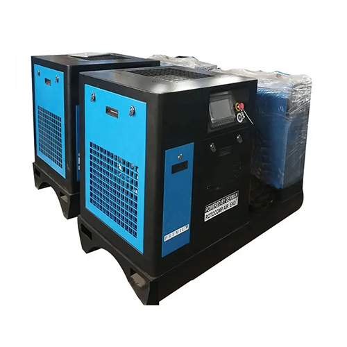  नीला और काला 250L 300L एयर टैंक पर्यावरण की दृष्टि से एयर ड्रायर 15Kw स्किड-माउंटेड स्क्रू कंप्रेसर