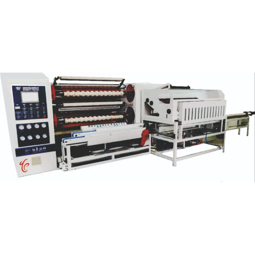 स्टील ऑटोमैटिक बोप टेप स्लेटिंग कन्वेयर और कोर लोडिंग -अनलोडिंग टेप कटिंग और एज रैपिंग