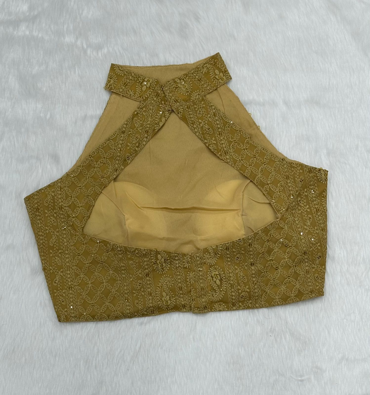 Trendy Helter Neck Lucknowi Work With Sequence Blouse