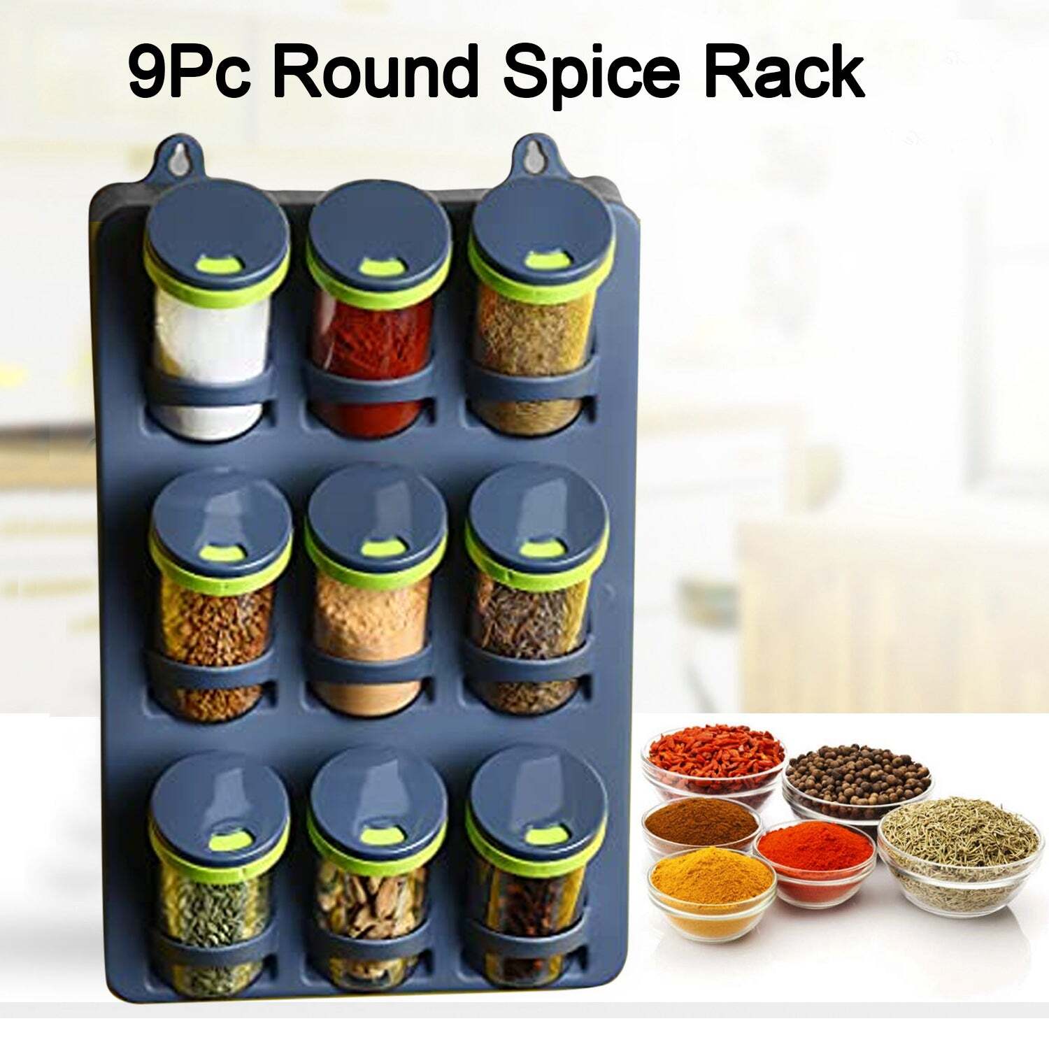 Space Saver Spice Rack 9 Piece Spice Set (2575) - Plastic Material, 30 Cm Size, Multi/assorted Color | Convenient 9 Piece Spice Organization Solution