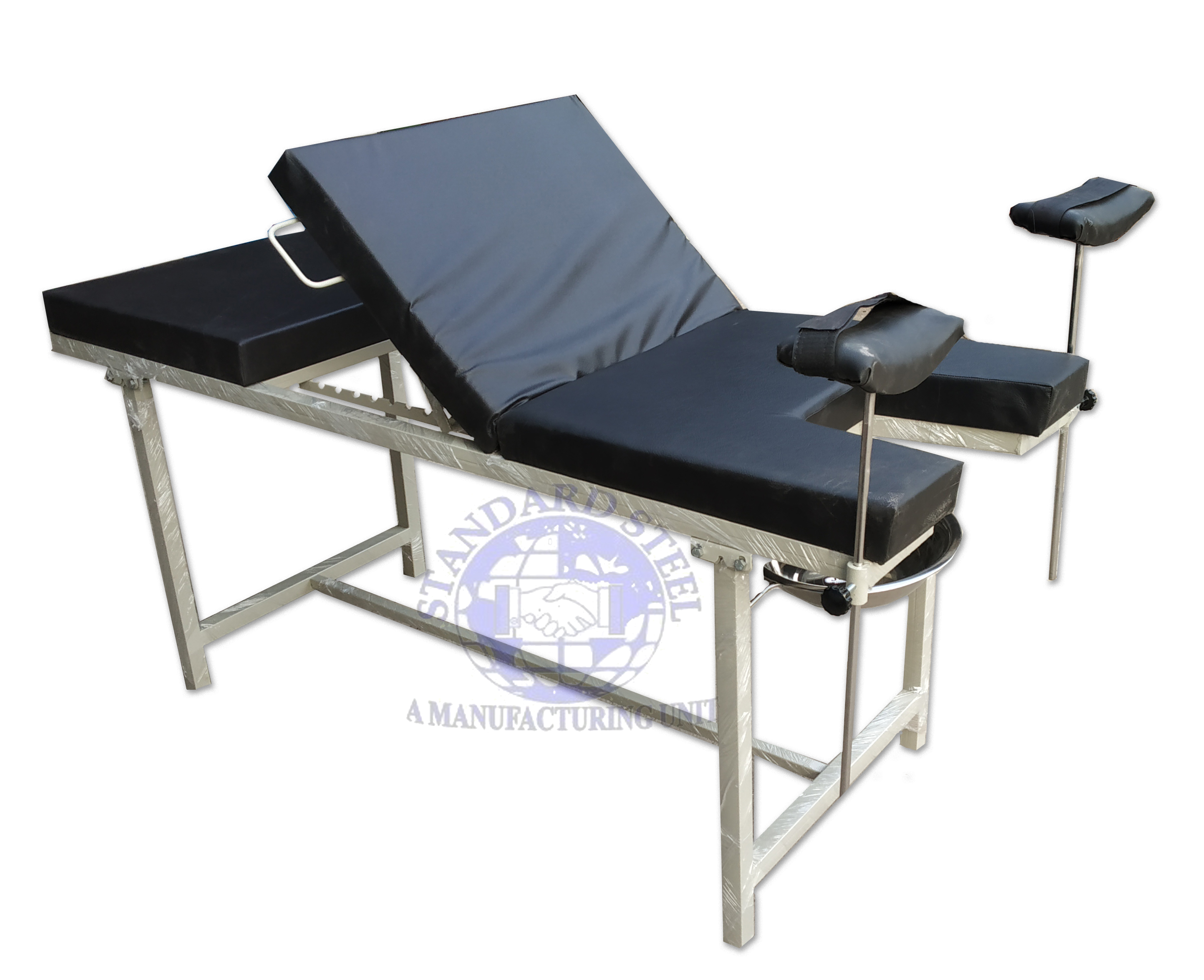 Delivery Bed cum Examination Table - Strong Mild Steel Tubular Frame, 1800x600x750 mm | Adjustable Head Back Rest, PU Foam Mattress, SS Accessories
