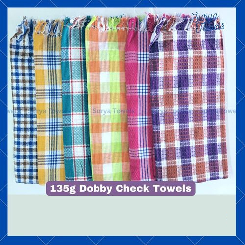 Dobby Check Cotton Bath Towels - 100% Sustainable Cotton, 28x56 Inches | Quick Dry, Water Absorbent, Customizable Colors and Sizes