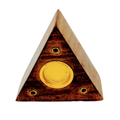 Triangular Wooden Incense Stick Holder - Wood, Various Sizes Available, Brown | Durable Design With Crafted Holes For Dhoop Burning And Stick Insertion