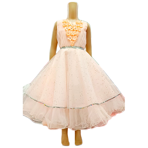 Girls Party Wear Frock - Cotton, Customized Size | Modern Style, Multiple Color Options