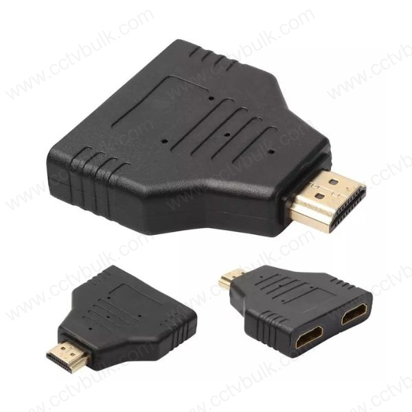 Black Hdmi Male To Female 1 To 2 Way Splitter