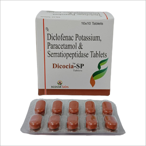 Diclofenac Potassium Paracetamol Serratiopeptidase Tablets - 10x10 Solid Tablets | Pain Relief, General Medicine, Room Temperature Storage, Suitable for Adults
