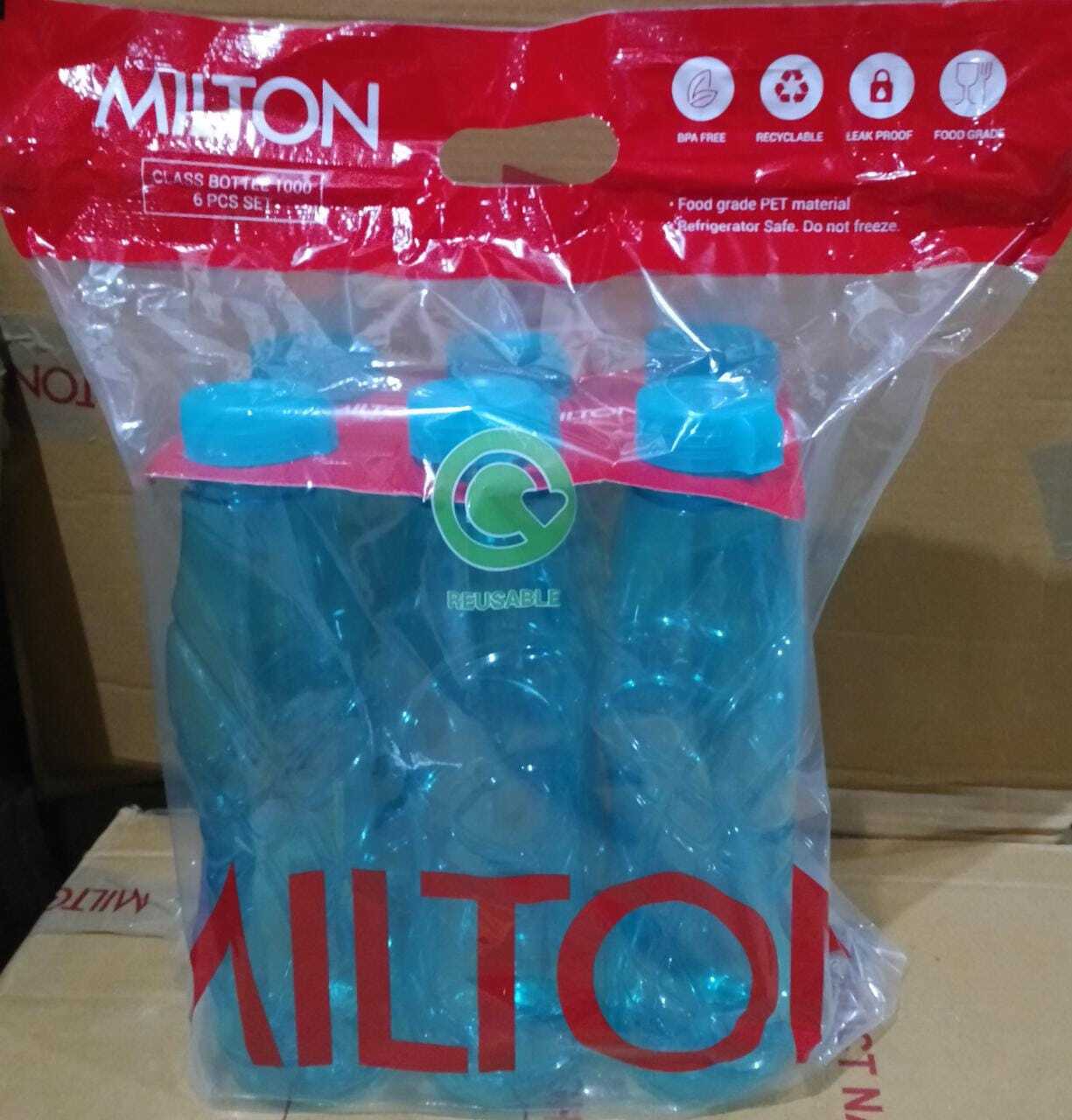 Milton Fridge Bottle Set - Plastic, Rigid Design | Blue Color, Ideal For Side-by-side Refrigeration And Space-saving Storage