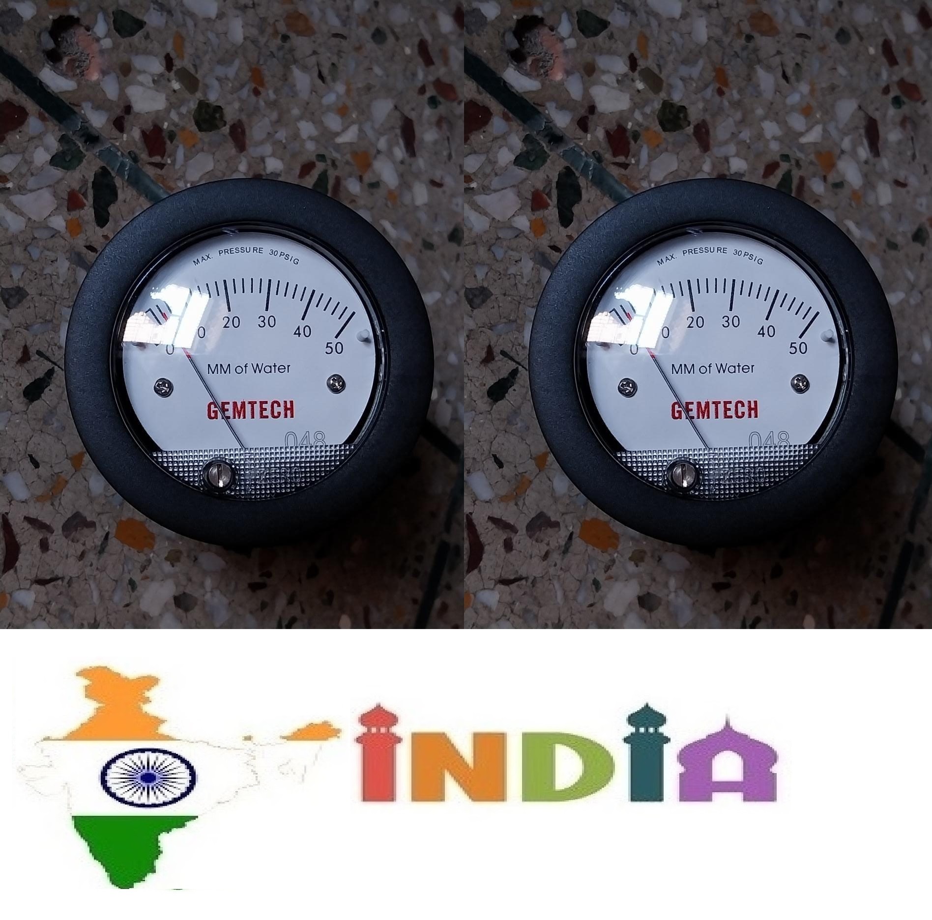 White/black Gemtech Instruments G2-5000-50mm-npt Mini Differential Pressure Gauge 0-50 Mm Wc