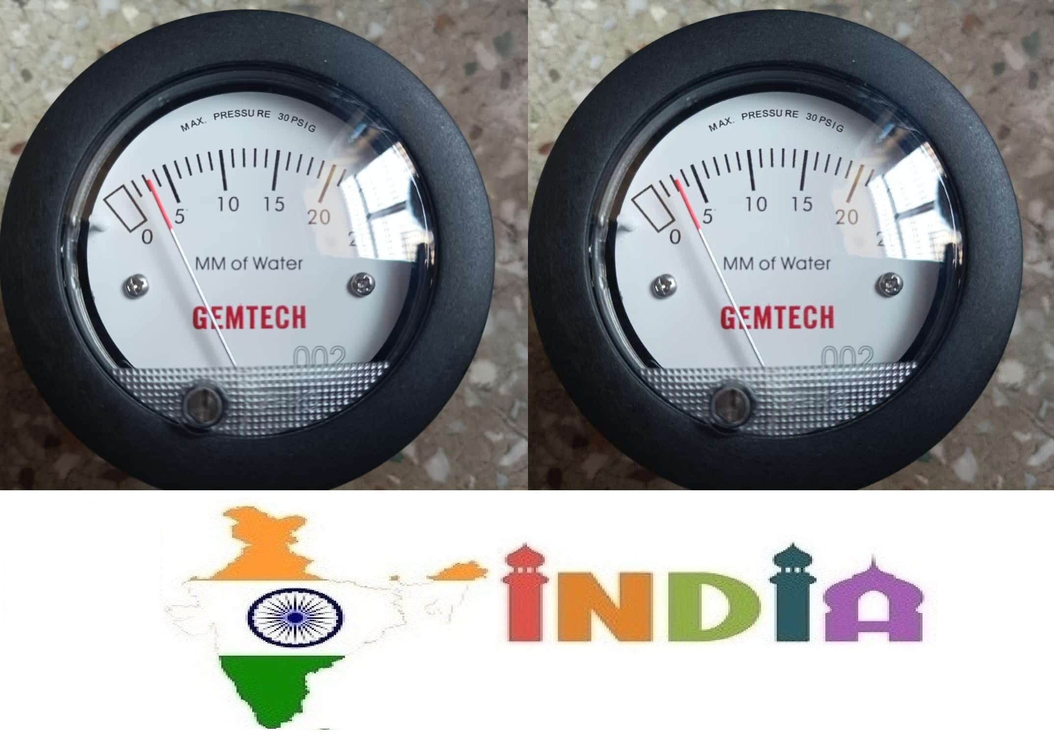 White/black Gemtech Instruments G2-5000-50mm-npt Mini Differential Pressure Gauge 0-50 Mm Wc