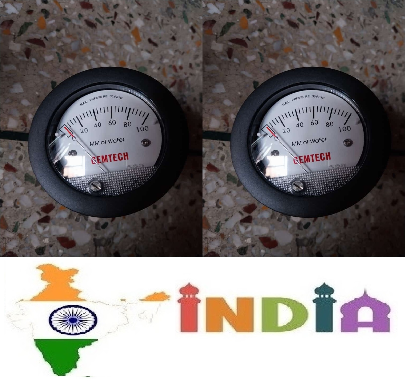 White/black Gemtech Instruments G2-5000-50mm-npt Mini Differential Pressure Gauge 0-50 Mm Wc