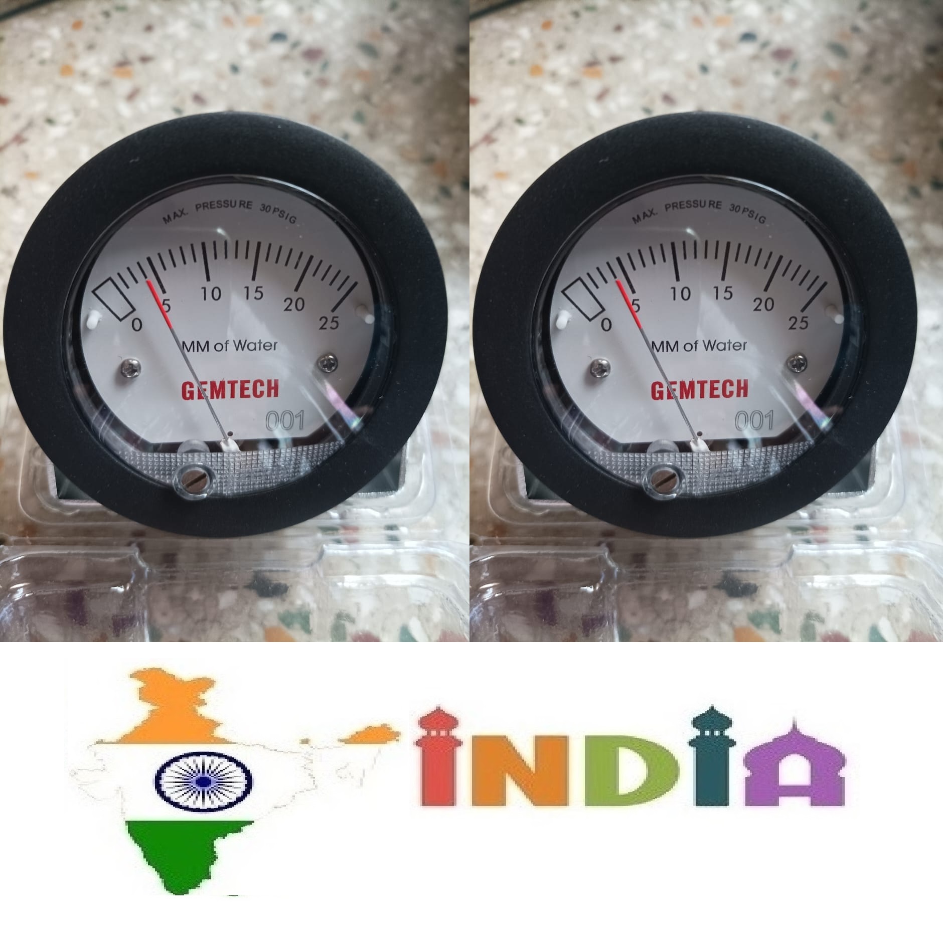 White/black Gemtech Instruments G2-5000-50mm-npt Mini Differential Pressure Gauge 0-50 Mm Wc