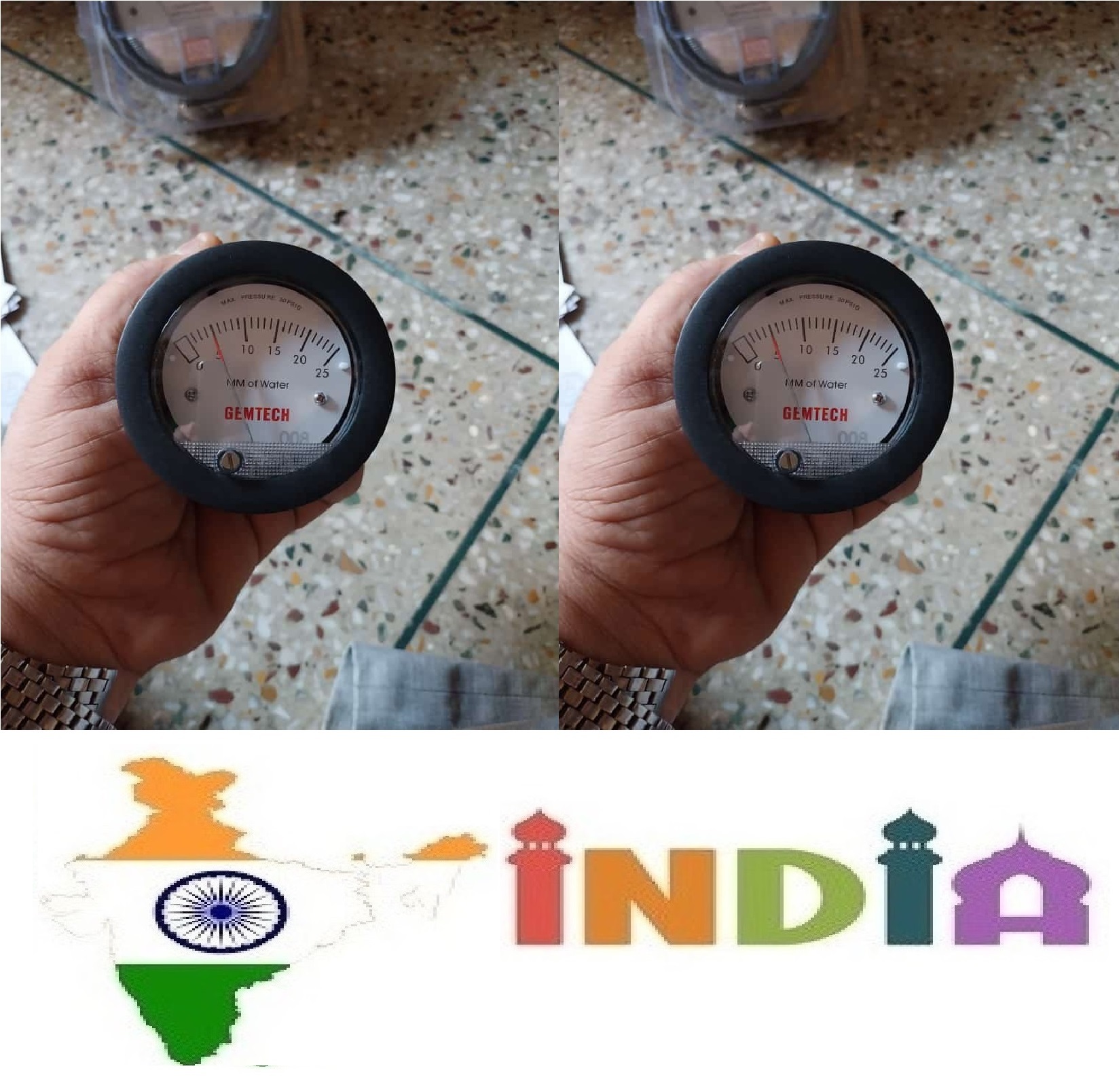 White/black Gemtech Instruments G2-5000-50mm-npt Mini Differential Pressure Gauge 0-50 Mm Wc