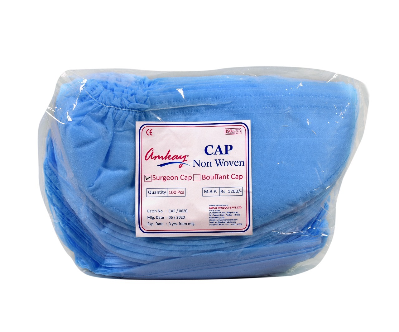 Surgeon Caps - Non-woven Material, Lightweight Classic Blue Design | Portable, Wall-mounted, Noise-free Solution For Hair Management