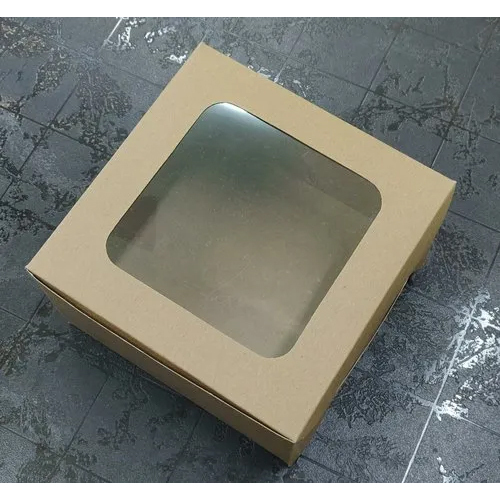 स्क्वायर क्राफ्ट पेपर केक बॉक्स