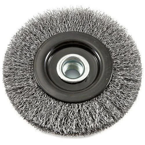 Wire Wheel Brush - Carbon Steel, 2 Inch Bristle Length, Medium Stiffness - Round Shape, Suitable for Finishing and Surface Preparation