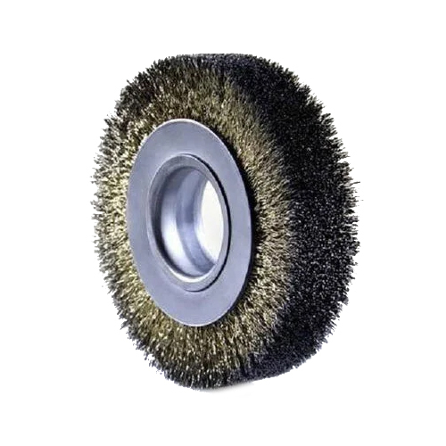 Industrial Wire Wheel Brush - Carbon Steel Bristles, 2 Inch Length, 5000 RPM | Cylindrical Shape, Medium Stiffness, Plastic Other Material, Industrial Use