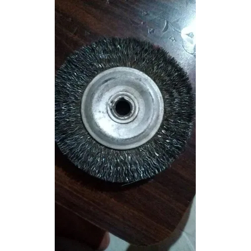 Circular Black Wire Brush - Carbon Steel, 4 Inch Diameter, Hard Bristle Stiffness, Max RPM 4500 | Cylindrical Brush for Surface Preparation, Finishing, Grinding