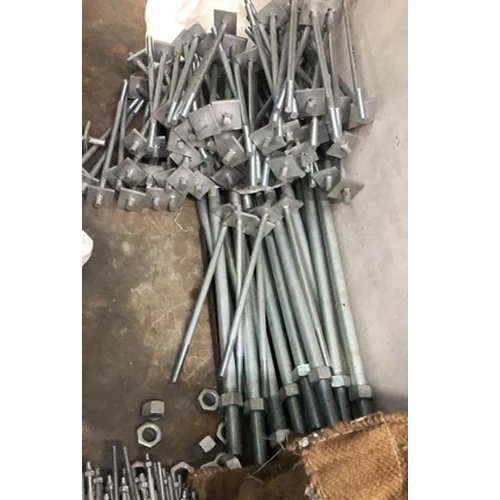 Industrial Mild Steel Foundation Bolt - 1 Feet Length, Grey Color, Galvanized Surface Treatment, Industrial Grade Usage