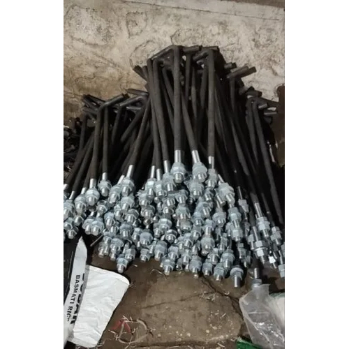L Type Foundation Bolt - Mild Steel, 12 Inch Length, 14 mm Diameter, Silver Color, Galvanized Finish | Industrial Use, L Shape Design, High Strength EN8 Grade