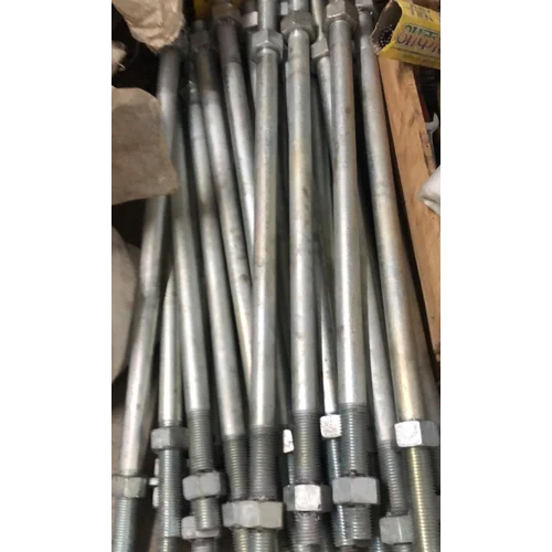 Hot Dip Galvanized Foundation Bolt - Stainless Steel, M20 Diameter, Black Color, 1/2 inch Thread Length | Industrial Usage, Corrosion Resistant, Heavy-Duty