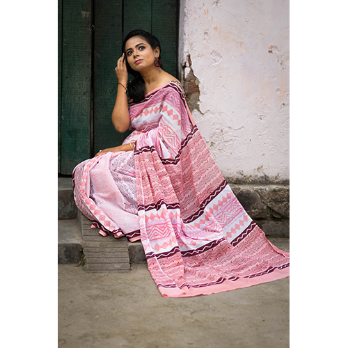 मल्टीकलर पीली कॉटन साड़ी