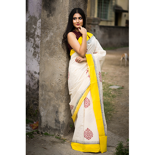 कैज़ुअल डिज़ाइनर कॉटन साड़ी