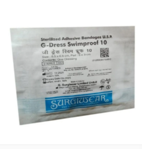 G-Dress Swim-Proof 10 GDSPS Surgiwear - SMS Nonwoven Material, White Color | Medical Tape Dressing Type, Water-Resistant with Non-Stick Lining