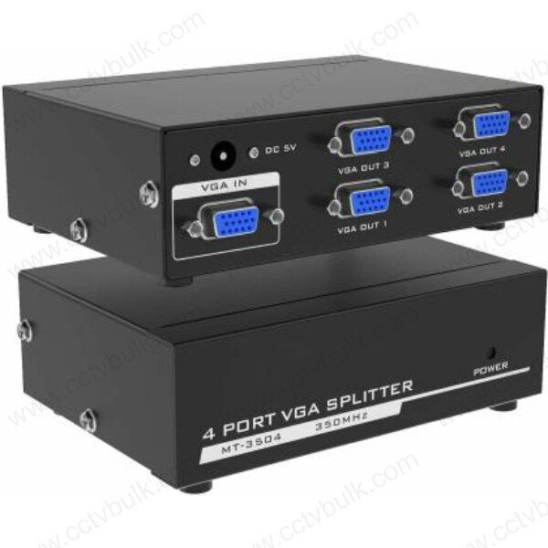 Vga Splitter 4 Port - 1 Vga In, 4 Vga Out, 1920 X 1440 Resolution | Ideal For Public Broadcasting, Classroom & Remote Monitoring