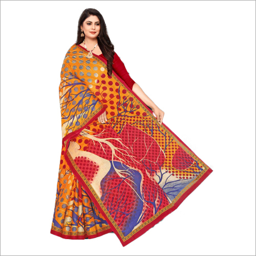 Jai Shree Krishna Designer Sarees - Printed Cotton Blend, Suitable for Summer, Winter, Rainy, Spring - Ideal for Casual Occasions